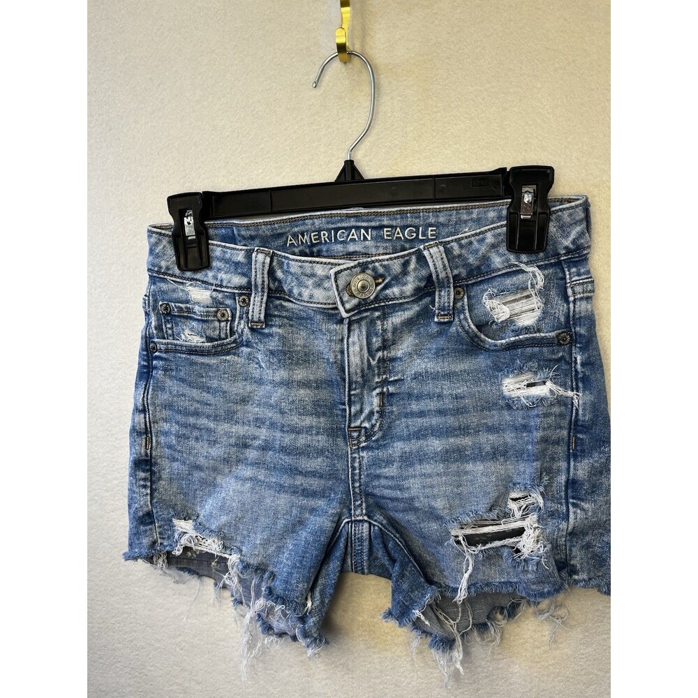 American Eagle Next Level Stretch Distressed Denim Shorts Women’s Size 8 Midi